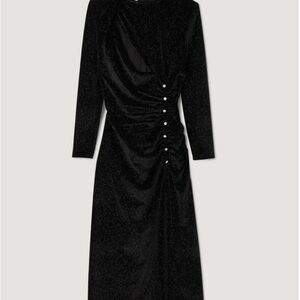 Sandro Black Shimmer Long Sleeve Dress